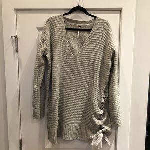 Free People V Neck Side-Tie Sweater